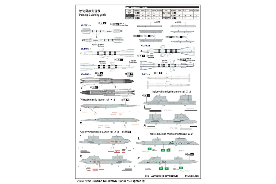 Trumpeter 1/72 Russian Su-30MKK Flanker G Fighter Jet Scaled Plastic Model Kit image 6