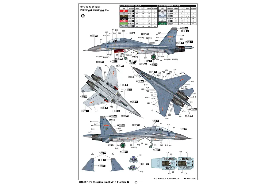 Trumpeter 1/72 Russian Su-30MKK Flanker G Fighter Jet Scaled Plastic Model Kit image 10
