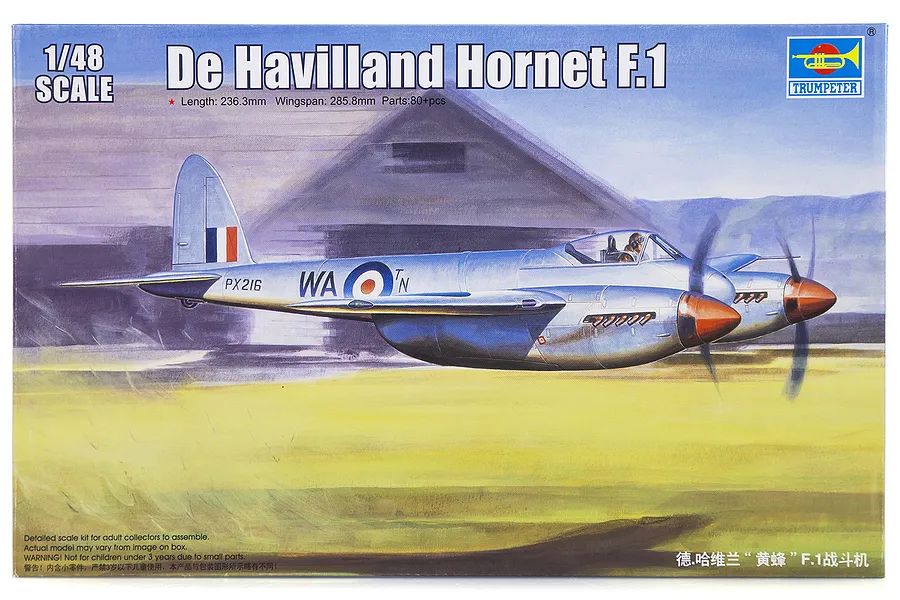 Trumpeter 1/48 De Havilland Hornet F.1 Fighter Scaled Plastic Model Kit image 29481