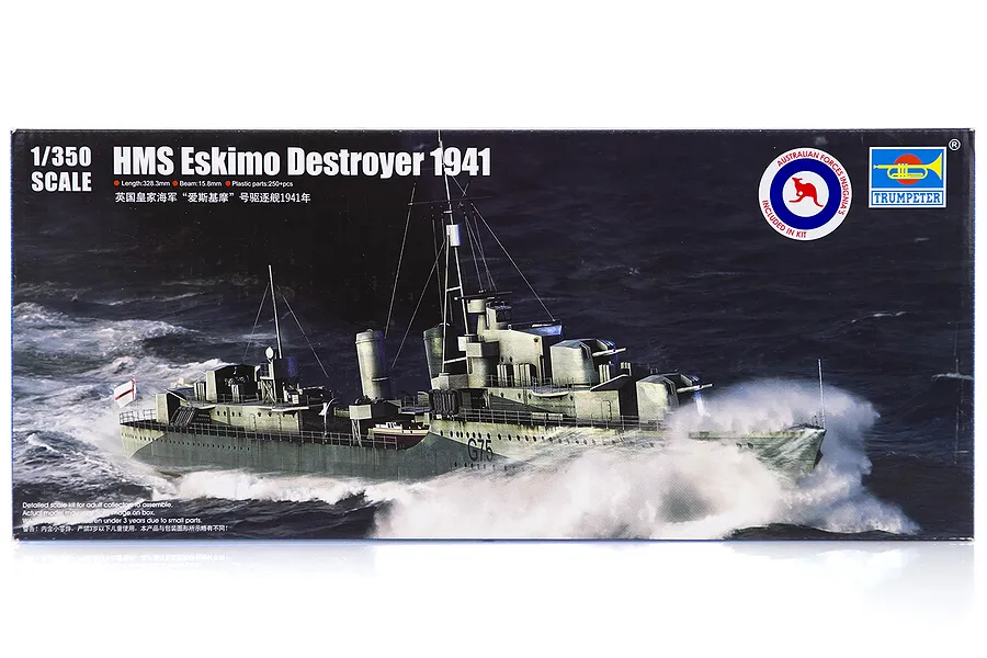 Trumpeter 1/350 HMS Eskimo 1941 Destroyer Plastic Model Kit w/ Australian Decals image 29691