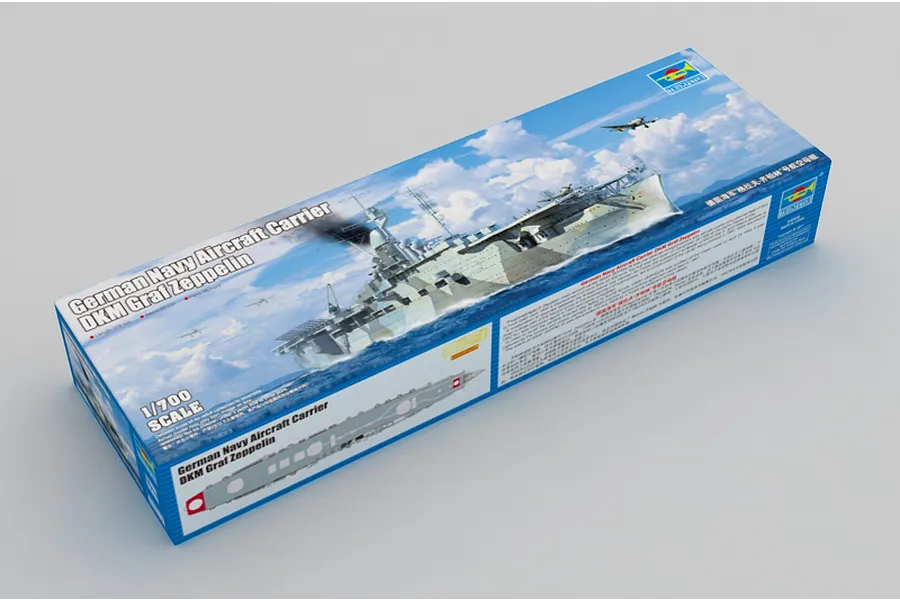 Trumpeter 1/700 scale German DKM Graf Zeppelin aircraft carrier plastic model kit box.