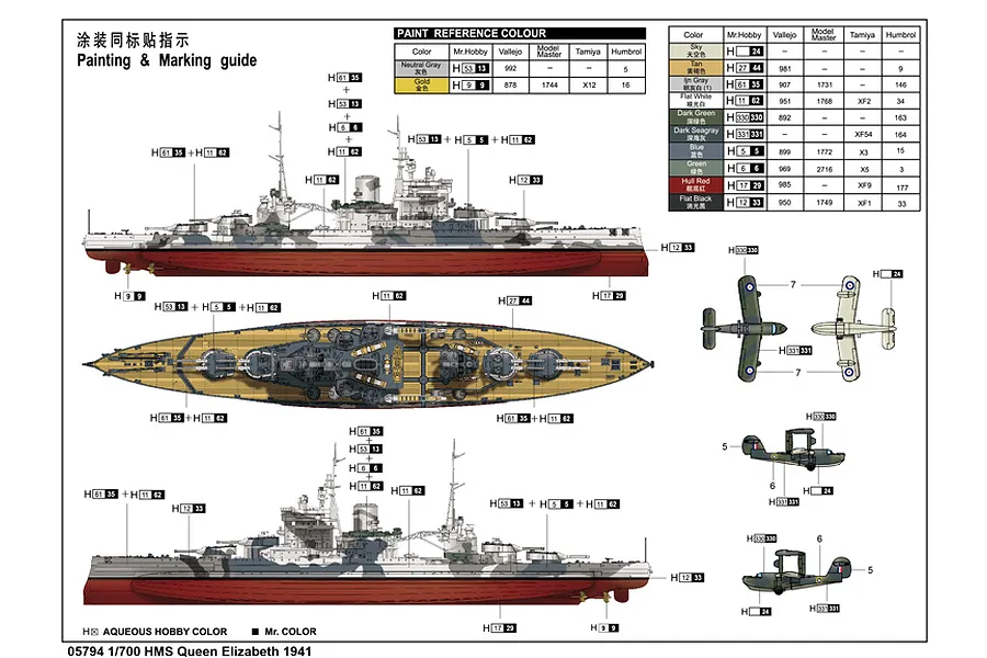 Trumpeter 1/700 HMS Queen Elizabeth 1941 Battleship Plastic Model Kit image 29854