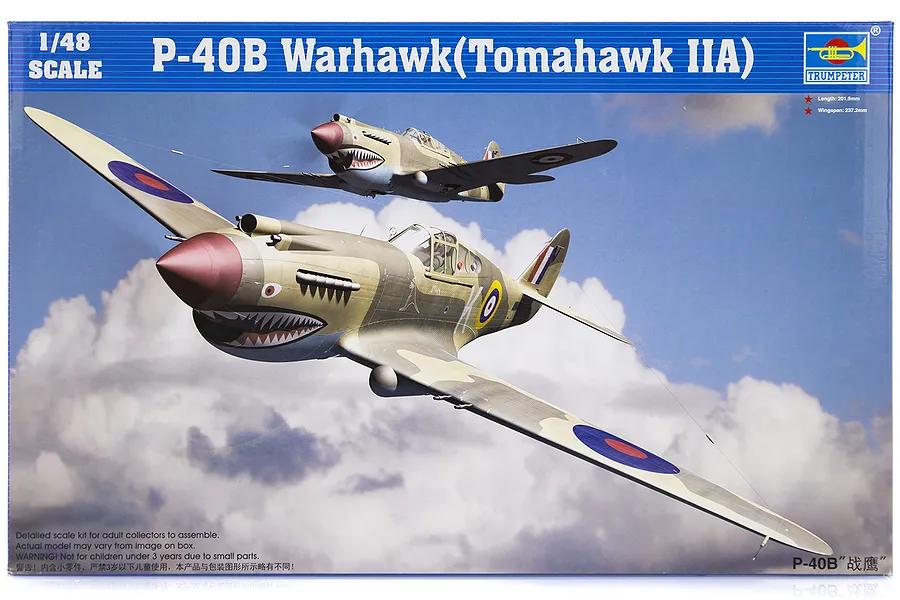Trumpeter 1/48 P-40 Warhawk (Tomahawk II A) Fighter Scaled Plastic Model Kit image 29905