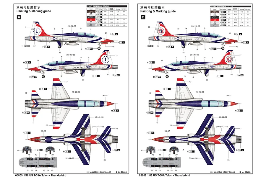 Trumpeter 1/48 US T-38A Talon Thunderbird Trainer Jet Scaled Plastic Model Kit image 4