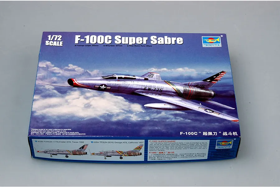 Trumpeter 1/72 North American F-100C Super Sabre Fighter Jet Scaled Plastic Model Kit image 29999