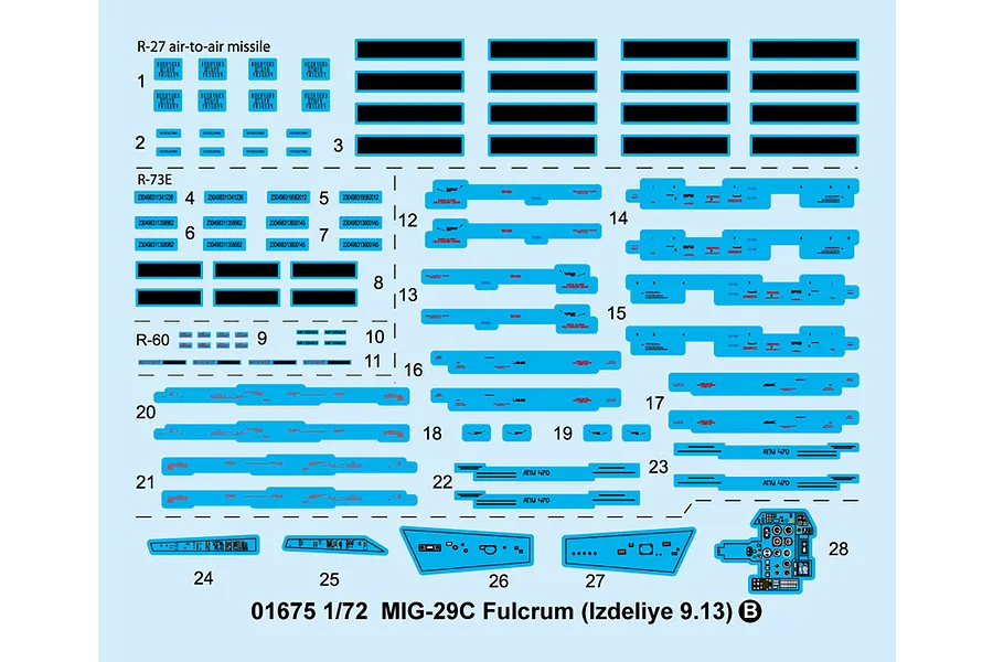 Trumpeter 1/72 MiG-29c Fulcrum (Izdeliye 9.13) Fighter Jet Scaled Plastic Model Kit image 30061