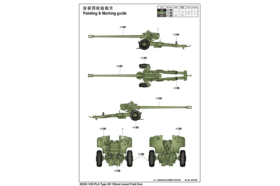 Trumpeter 1/35 PLA Type 59 130 Towed Field Gun Scaled Plastic Model Kit image 30109