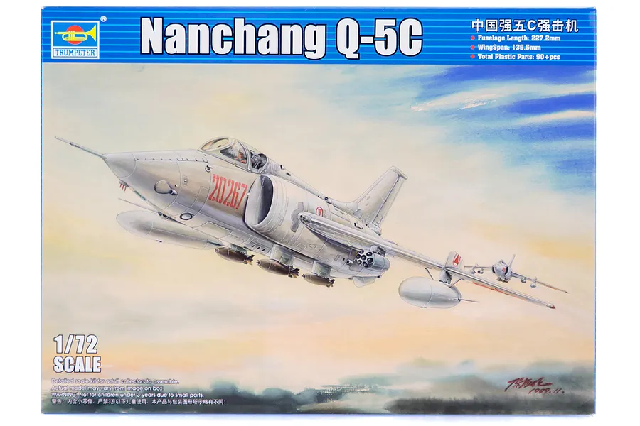 Trumpeter 1/72 Nanchang Q-5C Jet Scaled Plastic Model Kit image 30364