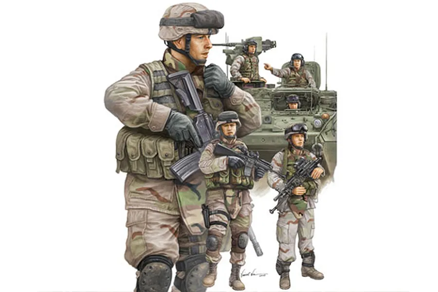 Trumpeter 1/35 Modern U.S. Army Armor Crewman &amp;amp; Infantry Scaled Plastic Model Kit image 30471
