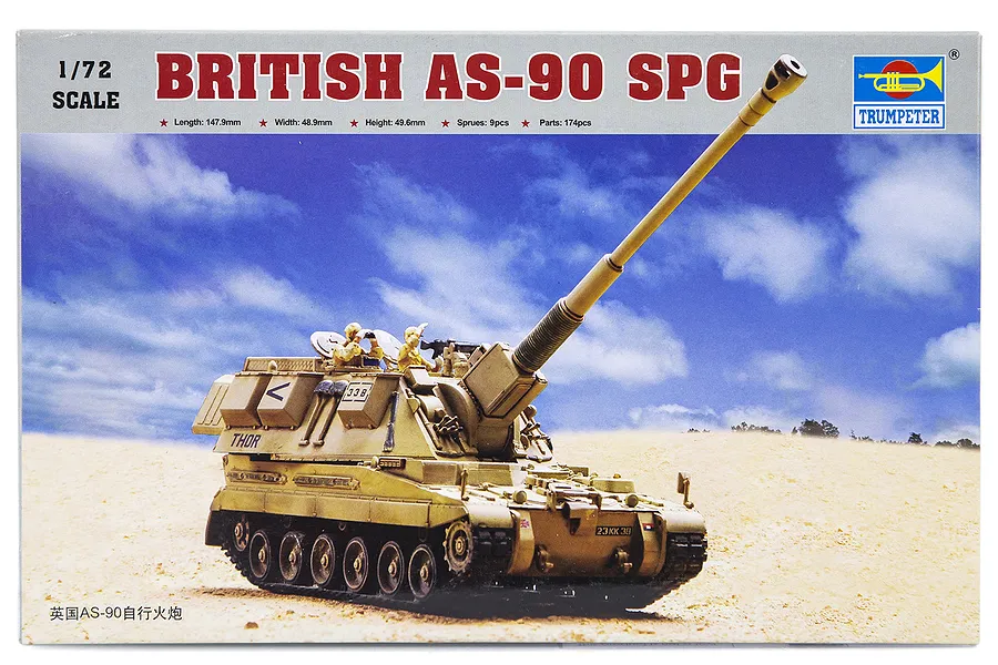 Trumpeter 1/72 British AS-90 SPG Self-Propelled Gun Scaled Plastic Model Kit image 30508