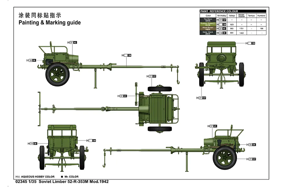 Trumpeter 1/35 Soviet 1942 Limber 52-R-353M Scaled Plastic Model Kit image 30536