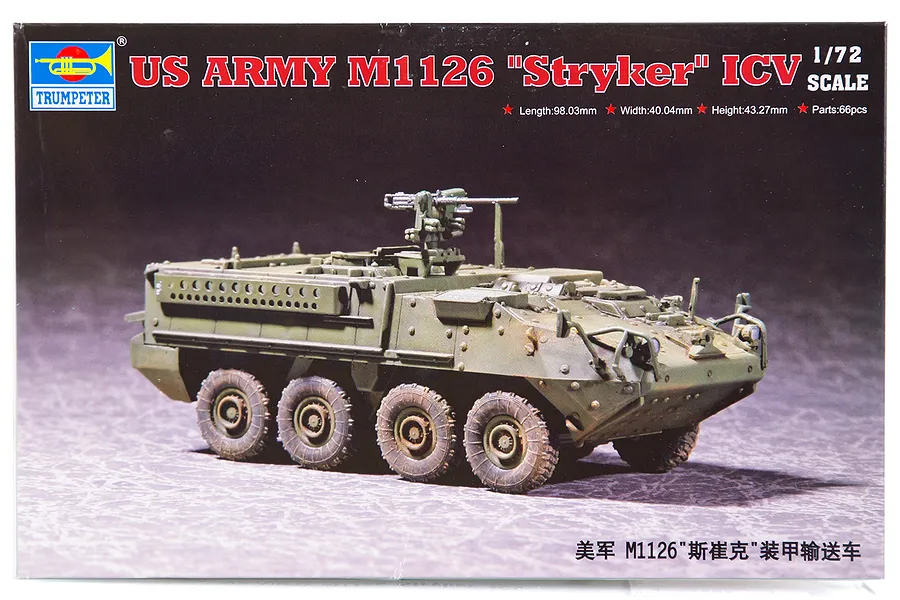 Trumpeter 1/72 U.S. Army M1126 Stryker ICV Armoured Personnel Carrier Scaled Plastic Model Kit image 30683