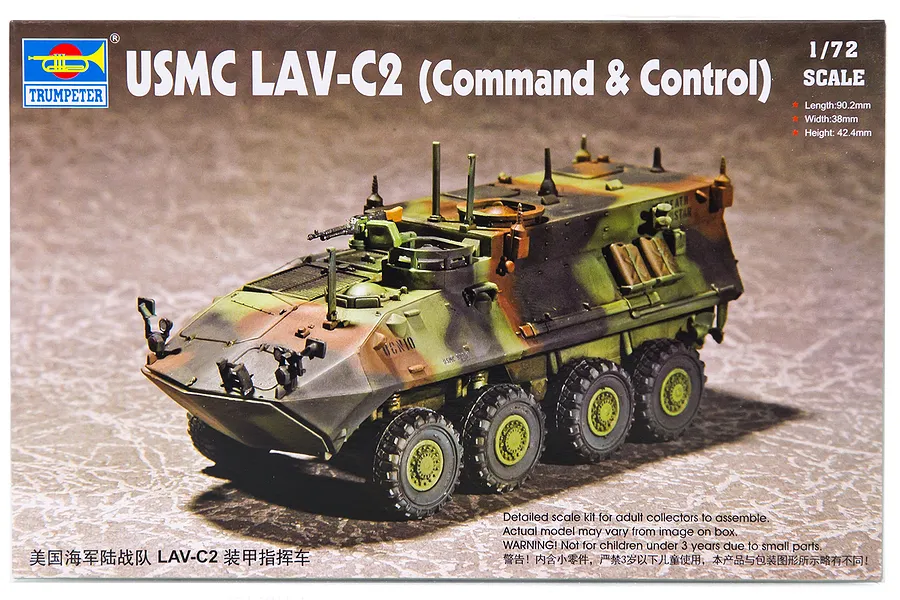 Trumpeter 1/72 U.S.M.C LAV-C2 (Command &amp;amp; Control) Armoured Vehicle Scaled Plastic Model Kit image 30693