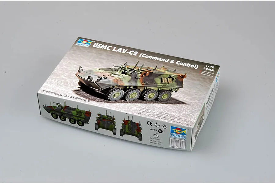 Trumpeter 1/72 scale USMC LAV-C2 Command &amp; Control armoured vehicle plastic model kit box.