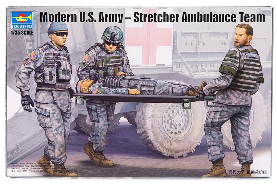 Trumpeter 1/35 Modern U.S. Army Stretcher Ambulance Team Scaled Plastic Model Kit image 30790