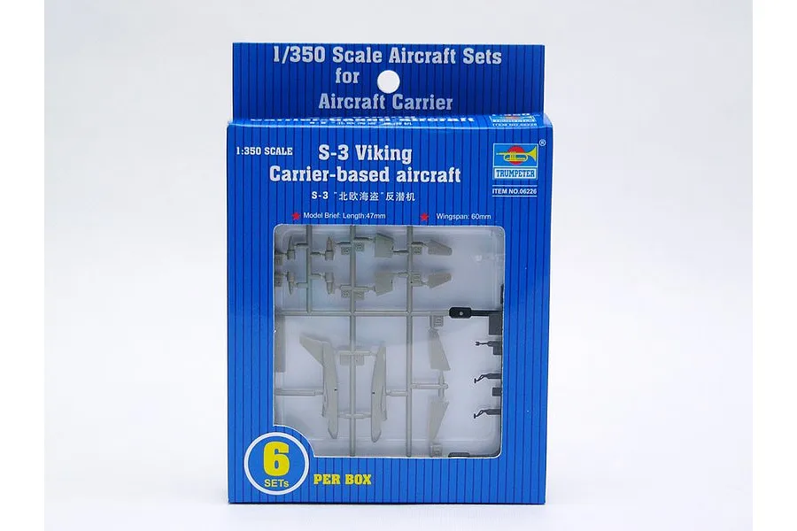 Trumpeter 1/350 scale S-3 Viking aircraft model kit box showing grey plastic sprues inside.