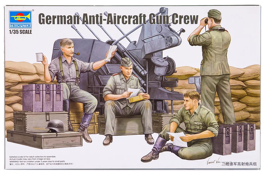 Trumpeter 1/35 German Anti-Aircraft Gun Crew Scaled Plastic Model image 30889