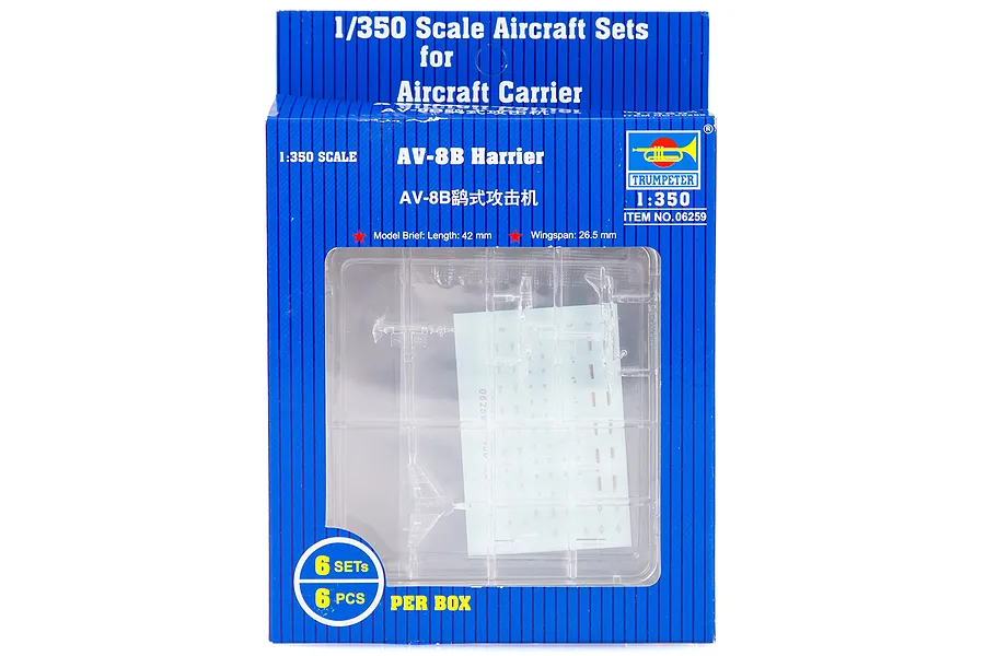 Trumpeter 1/350 AV-8B Harrier Aircraft Sets (6Pcs) for Aircraft Carrier Scaled Plastic Model Kit image 30900