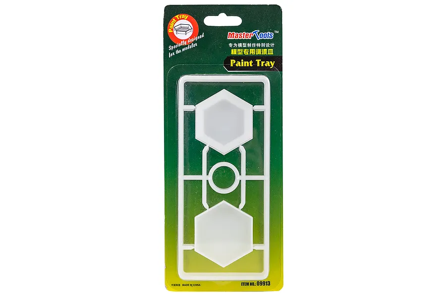 Trumpeter Master Tools paint tray set in original blister packaging, featuring two hexagonal mixing wells and a central circular well.