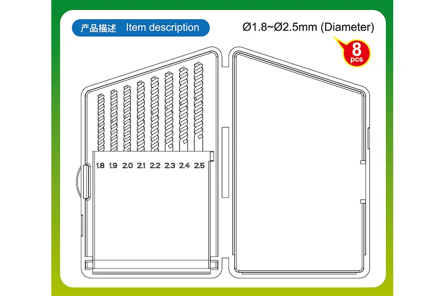 Trumpeter Master Tools 1.8, 1.9, 2.0, 2.1, 2.2, 2.3, 2.4, 2.5mm Craft Drill Set image 4