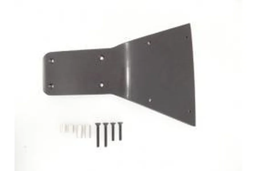 A black T-Bone Racing rear bumper skid plate for a Traxxas Summit with included mounting hardware on a white background.