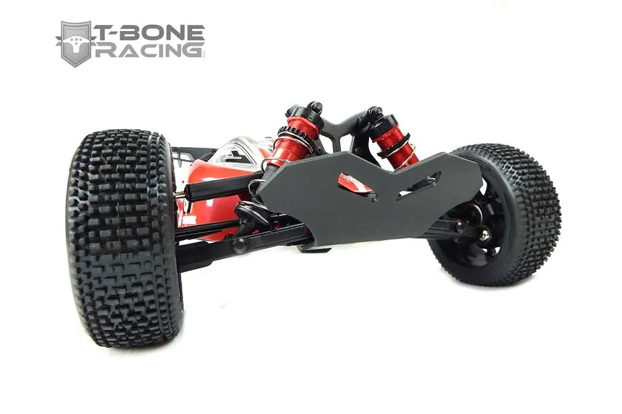 A T-Bone Racing front bumper installed on an ARRMA Typhon 6S RC buggy, viewed from the front against a white background.