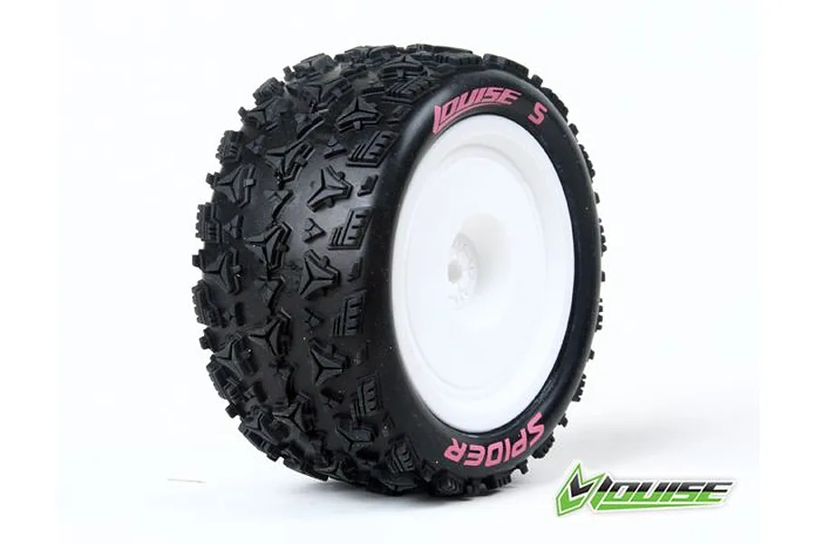 Louise 2.2&amp;quot; Rear E-Spider Tyres on White Dish Rims - Glued Buggy Wheels w/ Foam 2Pcs image 31803