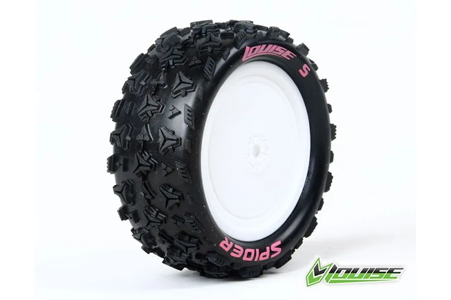 Louise 2.2&amp;quot; Front E-Spider Tyres on White Dish Rims - Glued Buggy Wheels w/ Foam 2Pcs image 31804