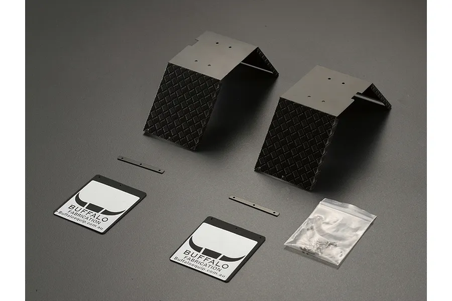 Killerbody 1/10 Black Stainless Steel Rear Fenders ( Fits 3.75&amp;quot; Tyres) w/ Black Rubber Mud Flaps image 31870