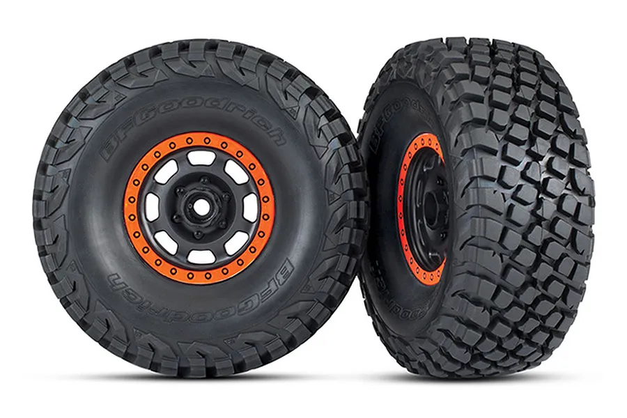 Traxxas 2.2/3.2&amp;quot; BFGoodrich Baja KR3 Tyres on Black/Orange Rims - Glued Wheels 2Pcs image 31970