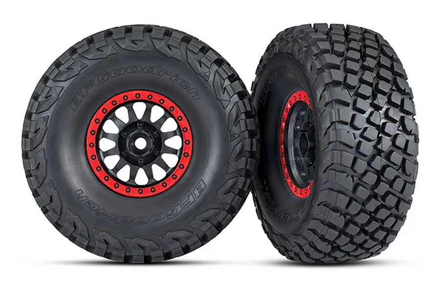 Traxxas 2.2/3.2&amp;quot; BFGoodrich Baja KR3 Tyres on Method Racing Black/Red Rims - Glued Wheels 2Pcs image 31971