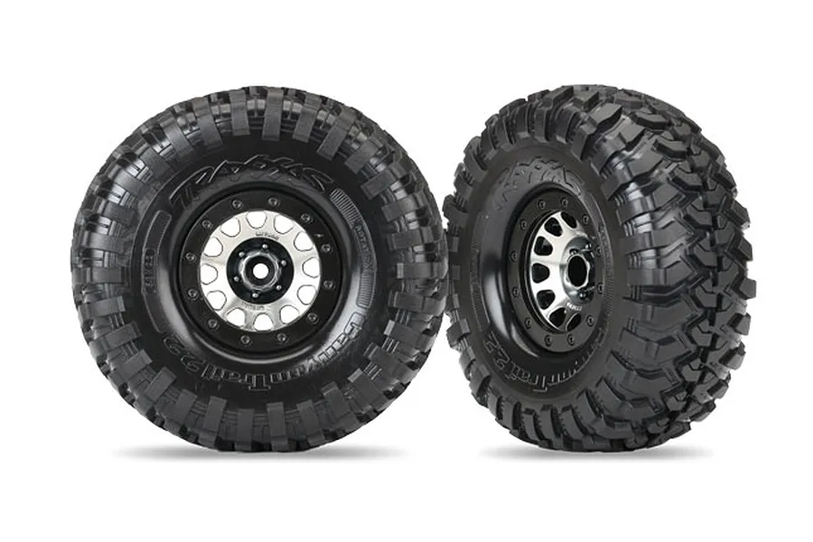 Traxxas 2.2&amp;quot; Method Black Chrome Rims With Canyon Trail Tyres 2Pcs image 32332