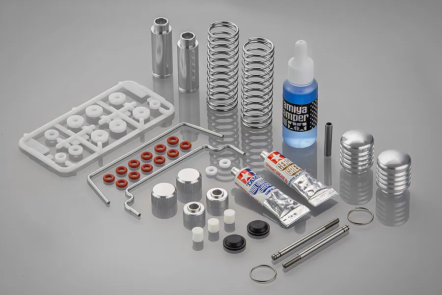 Tamiya Silver Aluminium Shock Kit 2Pcs w/ Shock Oil (Parts Bag) image 32377