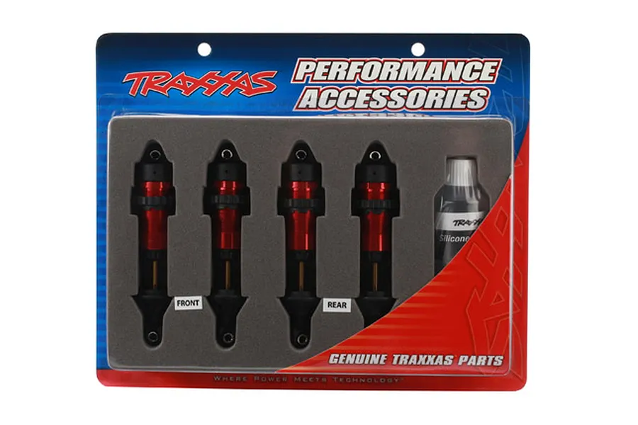 Traxxas Red Aluminium Front &amp;amp; Rear GTR Threaded Body Shocks w/o Springs 4Pcs image 32513