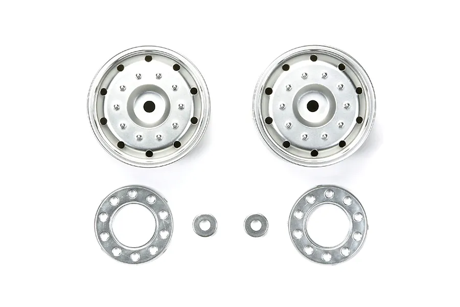 Tamiya 1/14 1.7&amp;quot; Truck Metal Plated Matte Silver Rims 2Pcs image 32535