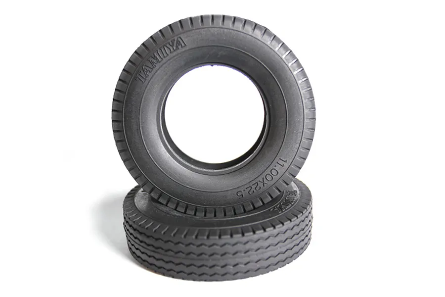 Tamiya 1/14 1.7&amp;quot; Truck Front Hard Rubber Tyres 2Pcs image 32552