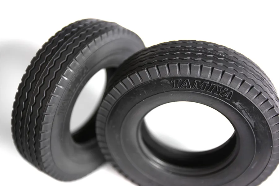 Tamiya 1/14 1.7&amp;quot; Truck Front Hard Rubber Tyres 2Pcs image 32553