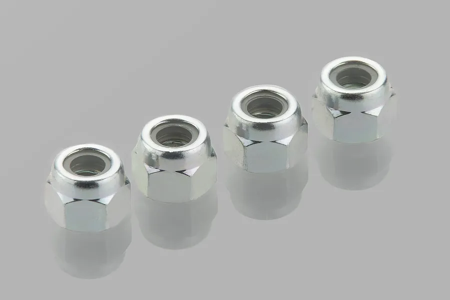 Tamiya 4mm Silver Steel Nyloc Nuts 4Pcs image 32584