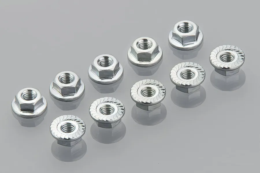 Tamiya 3mm Silver Steel Flanged Serrated Nuts 10Pcs image 32586