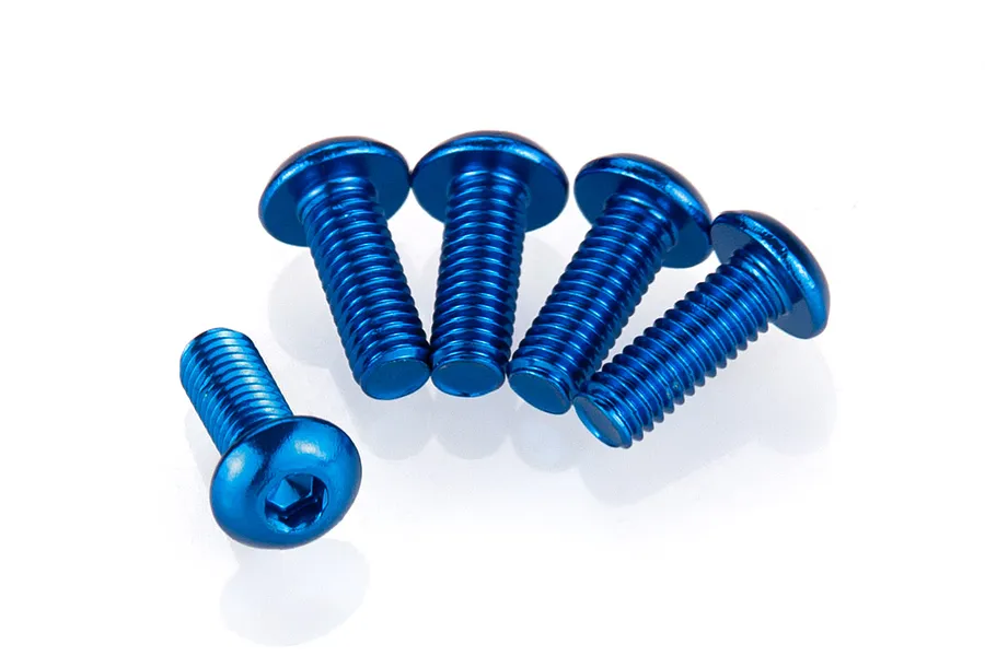 Tamiya 3x8mm Blue Fine Thread Button Head Screws 5Pcs image 32638