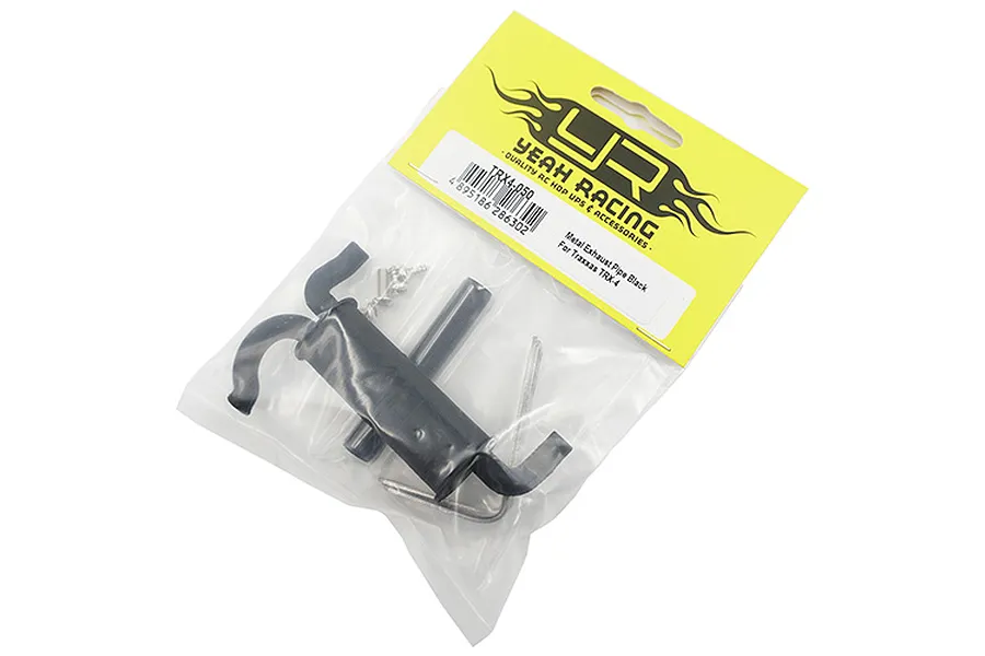 Yeah Racing black metal exhaust pipe set for Traxxas TRX-4 in original retail packaging.