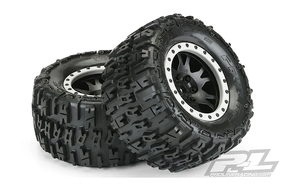 Pro-Line 4.0/5.5&amp;quot; X-Maxx Trencher Pro-Loc Wheels Mounted on Impulse Pro-Loc Black Wheels with Stone Grey Rings 2Pcs image 32773