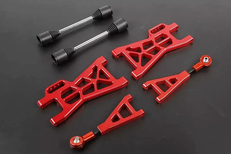 Rovan Aluminium (+25mm) Rear Suspension Arm and Driveshaft Upgrade Kit - Red image 32911