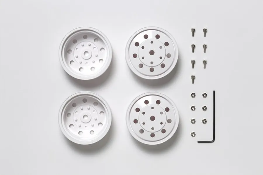 Tamiya 1/14 1.7&amp;quot; Truck Rear Matte White Rims 4Pcs image 33034
