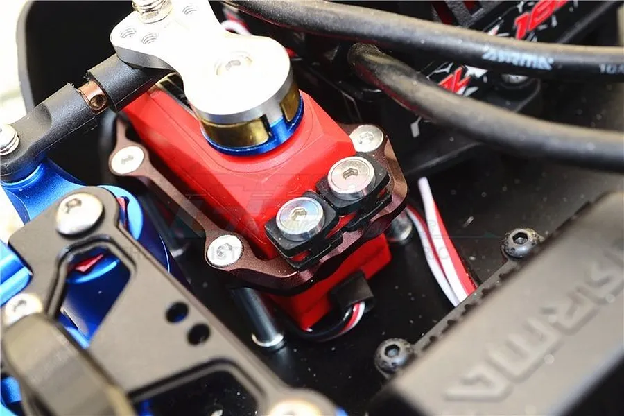 GPM Red Aluminium ARRMA Kraton, Typhon &amp;amp; Outcast Steering Servo Mount w/ Hardware image 33071