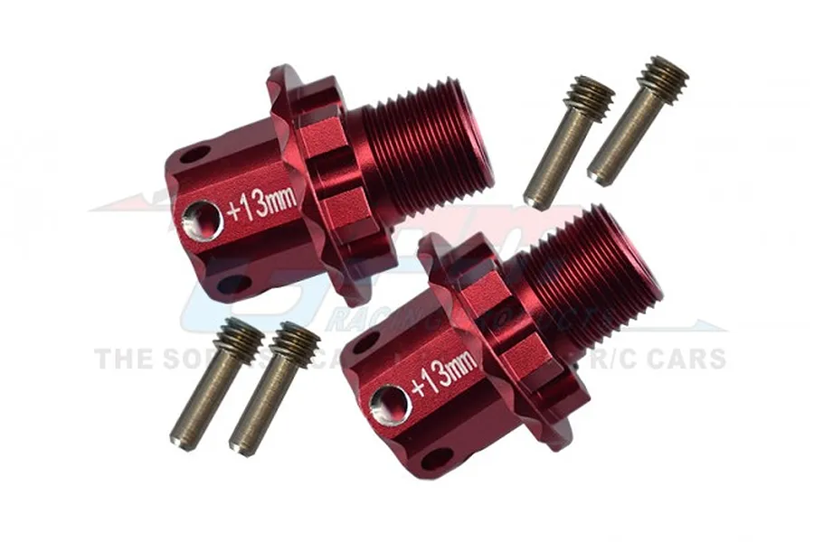 GPM Red Aluminium ARRMA Kraton, Talion &amp;amp; Outcast +13mm Wheel Hex Extension 2Pcs image 33123