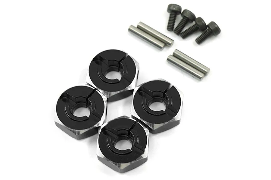 Yeah Racing Black Aluminium 12mm Wheel Hexes (5.5mm Thick) 4Pcs w/ Hardware image 33251