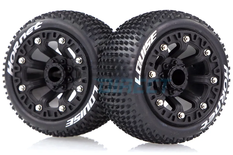 Louise 2.2&amp;quot; ST-Hornet Tyres on Black Spoke Rims - Glued Truck Wheels w/ Foam 2Pcs image 33356
