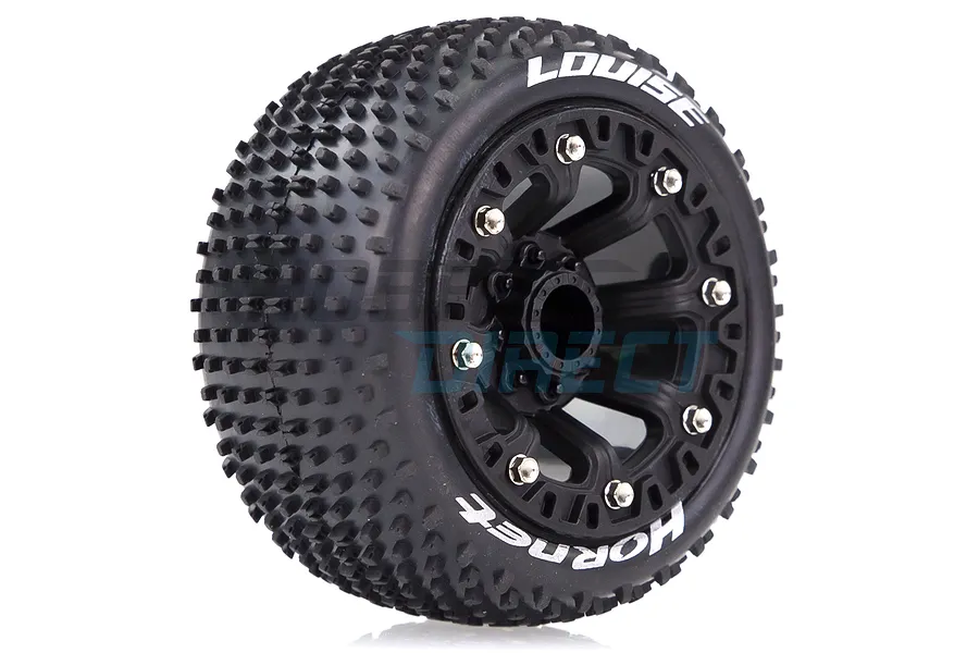 Louise 2.2&amp;quot; ST-Hornet Tyres on Black Spoke Rims - Glued Truck Wheels w/ Foam 2Pcs image 33357