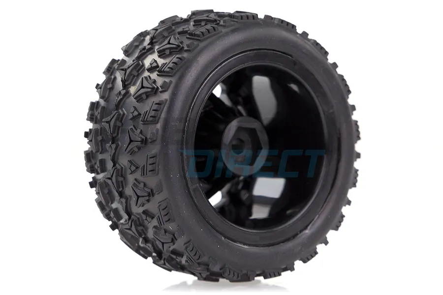 Louise 2.2&amp;quot; ST-Spider Tyres on Black Spoke Rims - Glued Truck Wheels w/ Foam 2Pcs image 33360